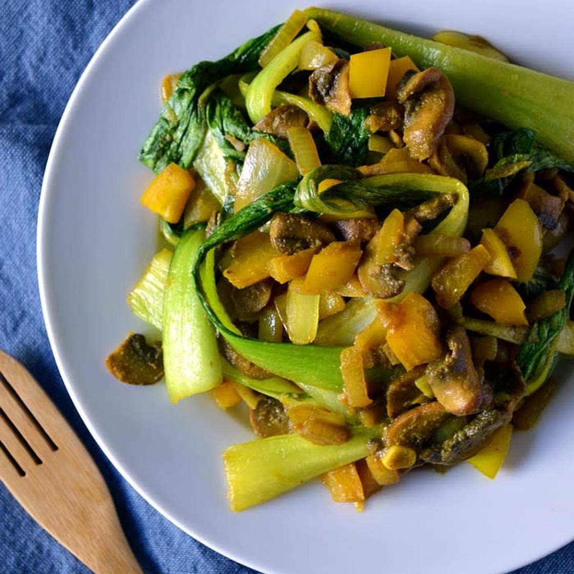 Spiced Mushroom and Bok Choy Stir-Fry