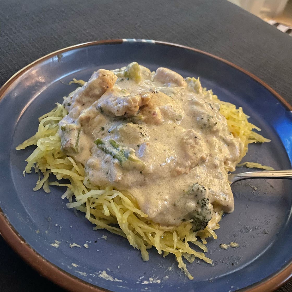 Instant Pot Spaghetti Squash Chicken Alfredo