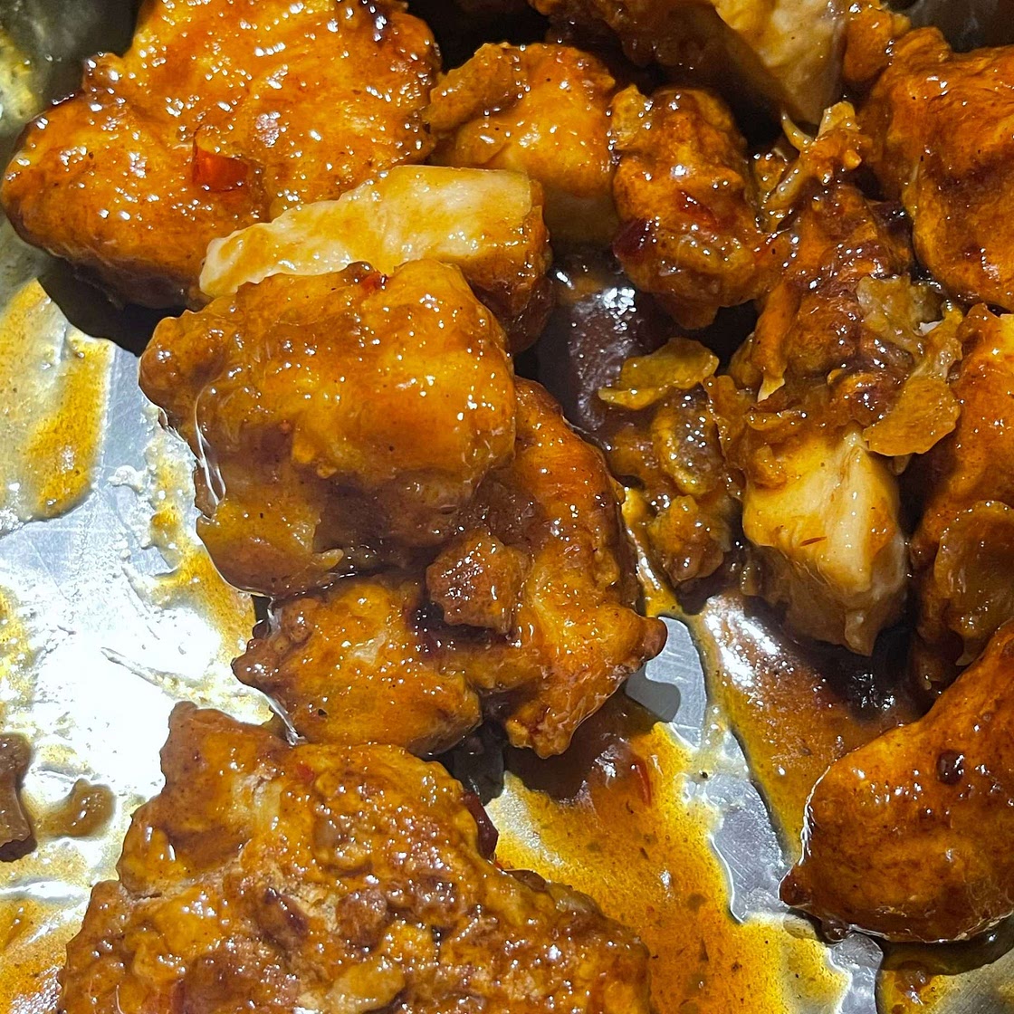 Air fryer sticky chicken bites recipe