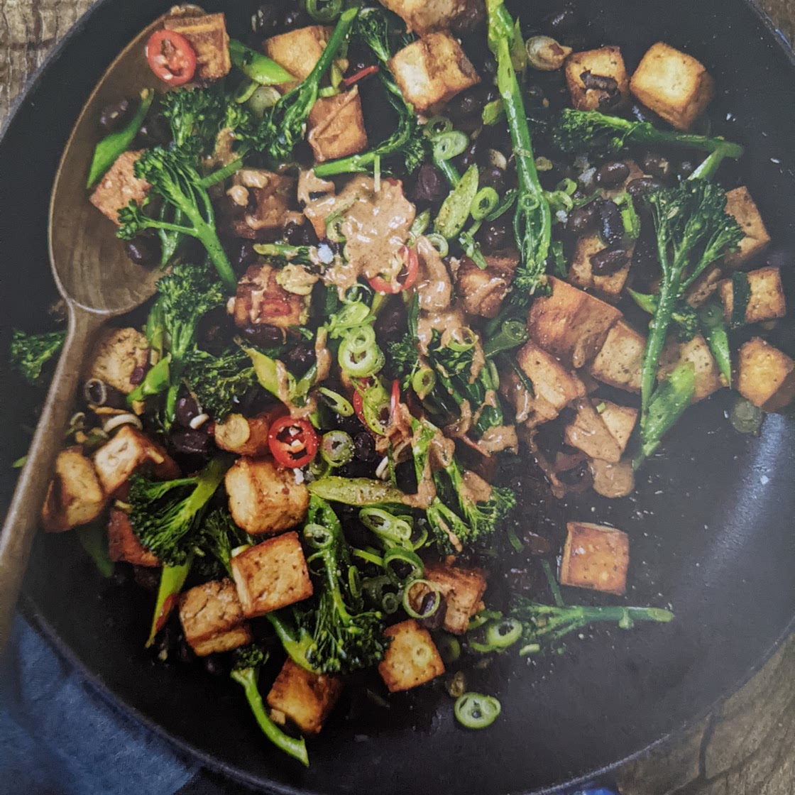 Sesame, almond and black pepper tofu bowl