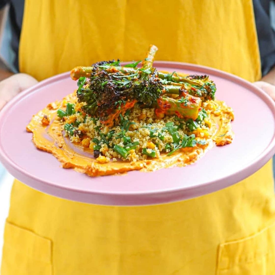 Harissa Broccoli and Roasted Corn Couscous