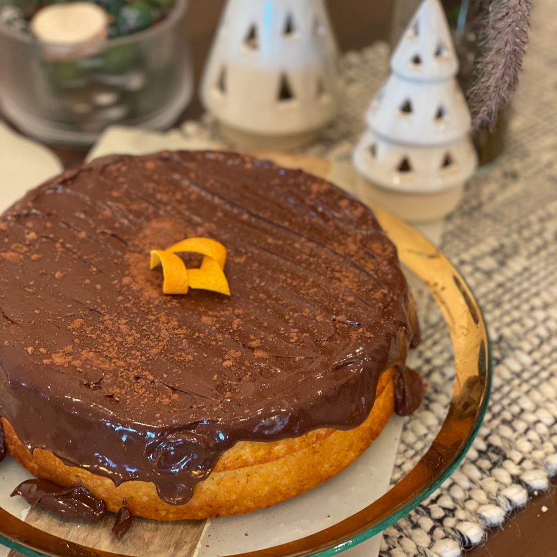 Almond Kumquat Cake with Chocolate Glaze (Gluten Free)