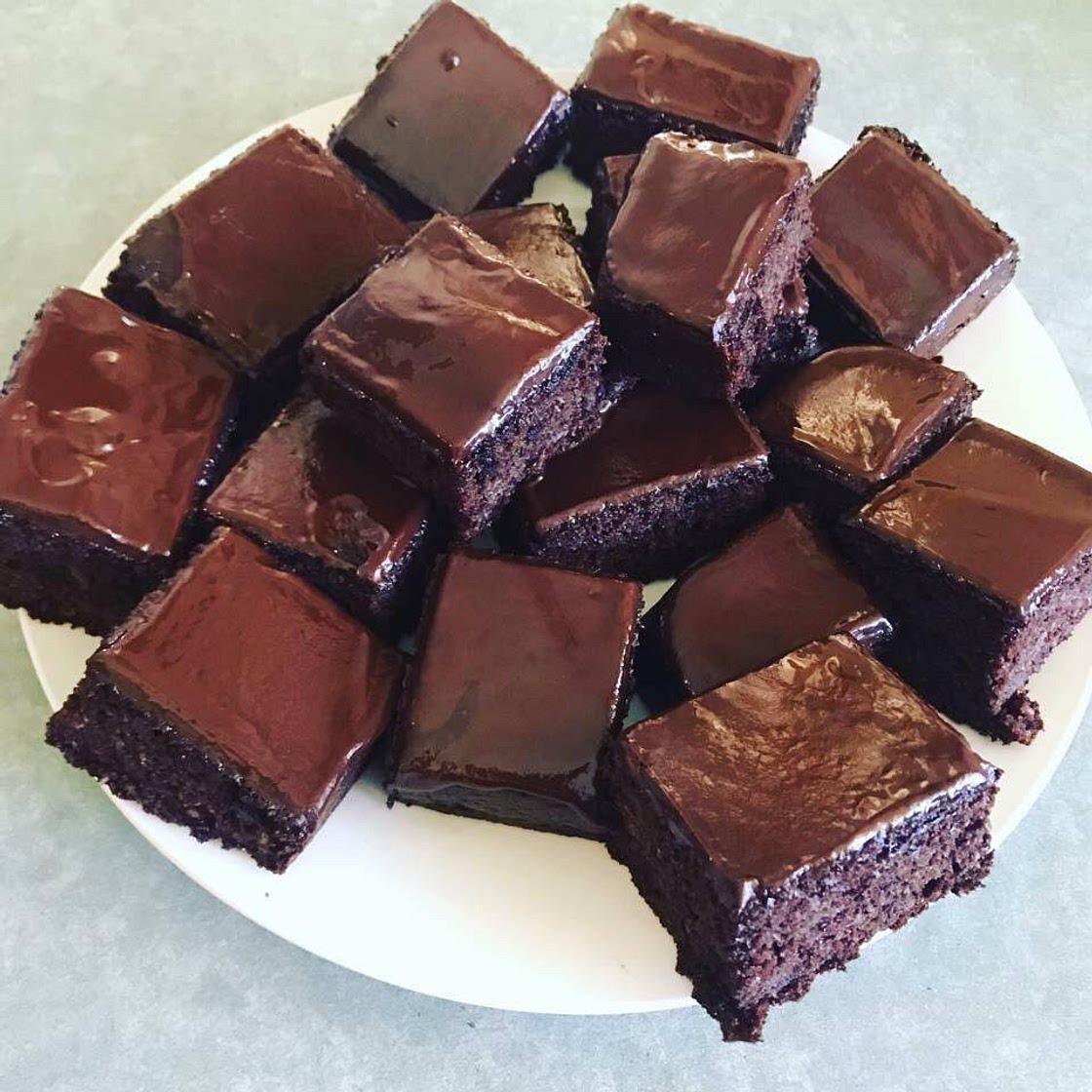 Zucchini Chocolate Cake 24 slices 110 calories each low fat *