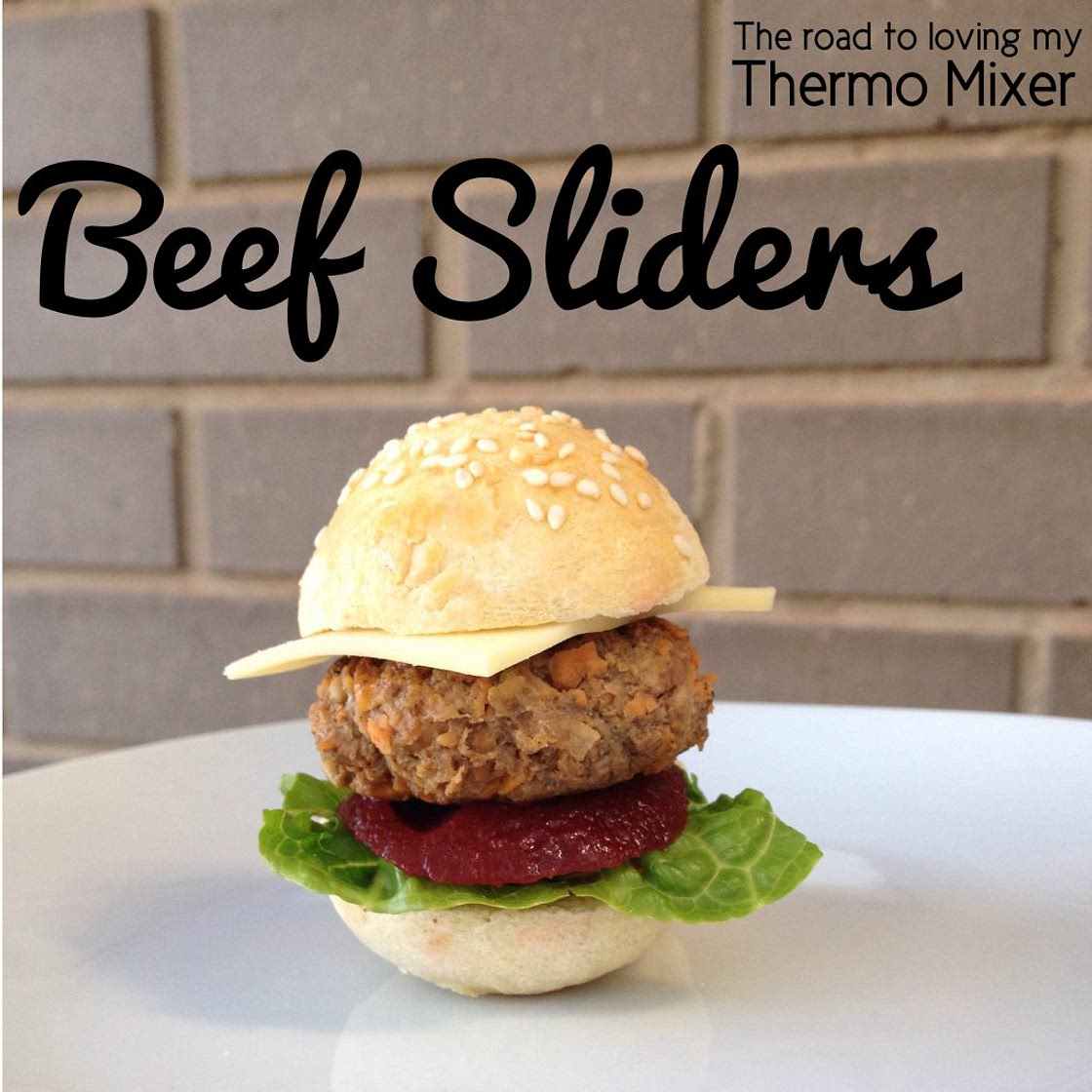 Beef Sliders hamburger patties 256 calories each.21.5g carbs 13.6g fat 22.3g protein **