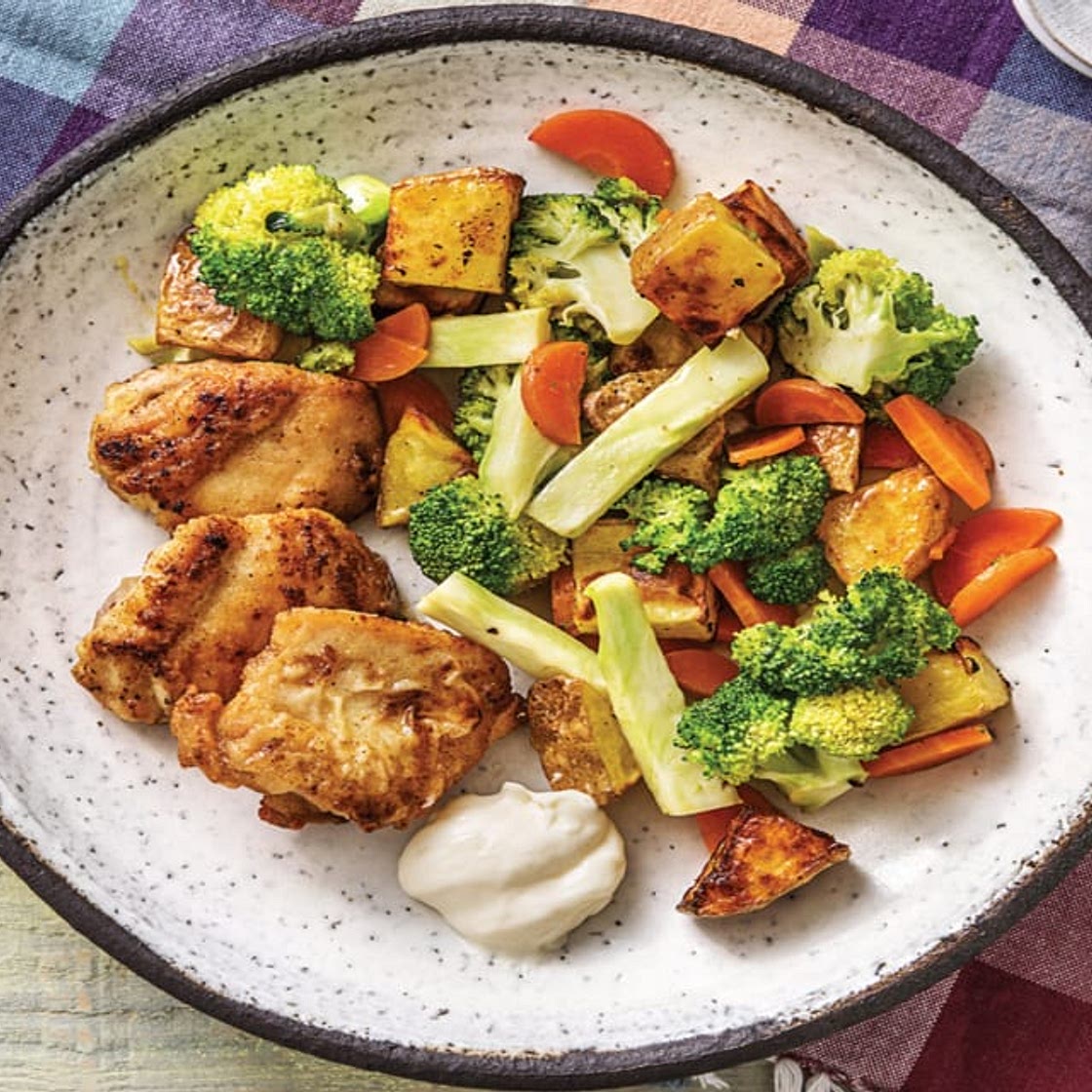 Southern Sweet Mustard Chicken with Roast Potatoes & Honey Mustard Veg