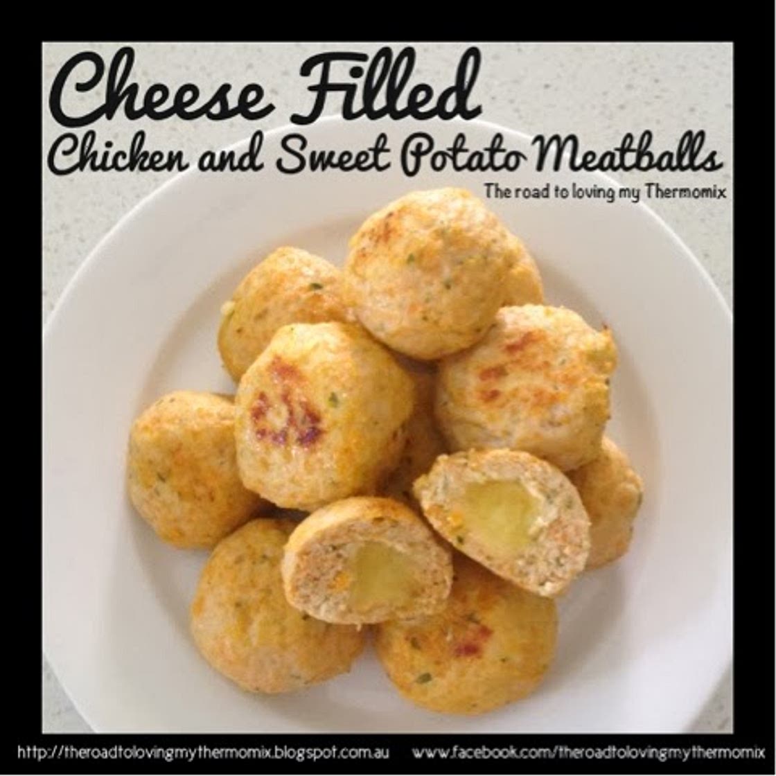 Cheese Filled Chicken and Sweet Potato Meatballs - The Road to Loving My Thermo Mixer