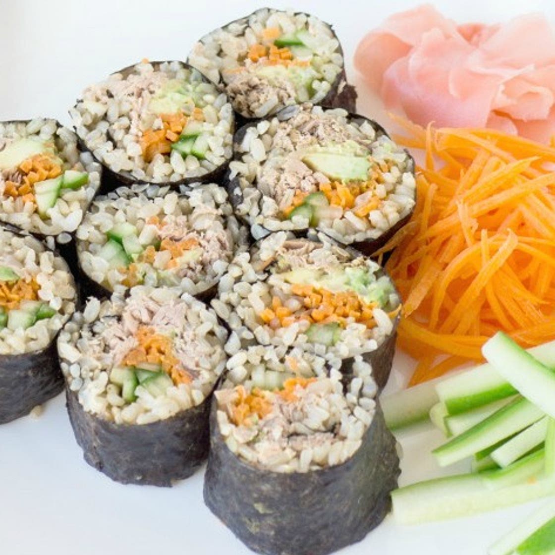 Tuna & vegetable sushi rolls4 serves 300 calories *