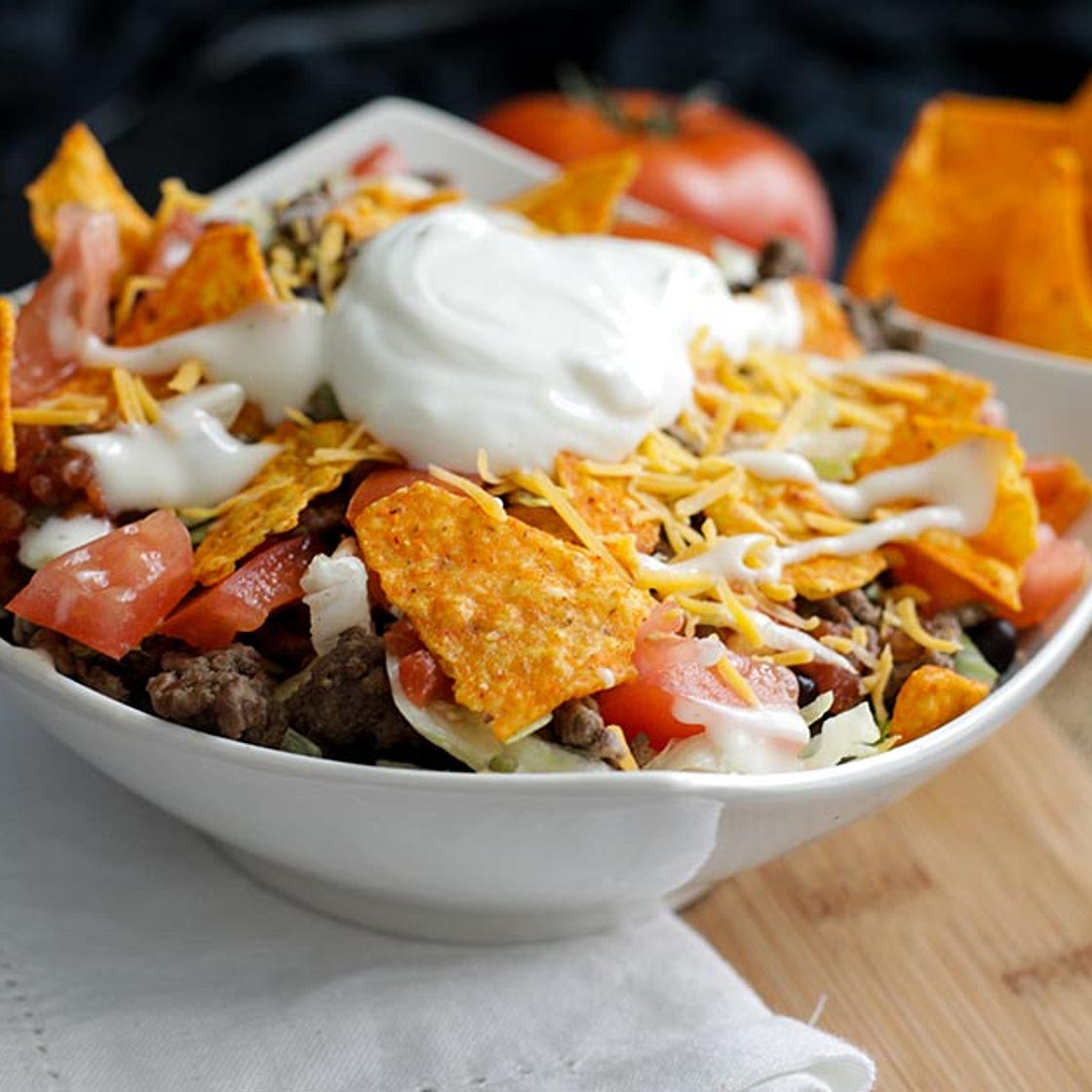 Crunchy Doritos Taco Salad high protein 6 serves 54 calories *