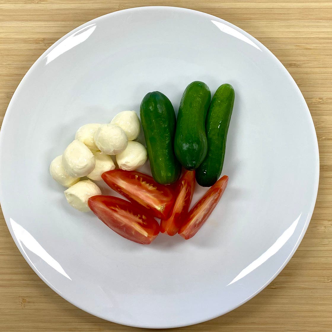 Baby Bocconcini with Tomato and Cucumber