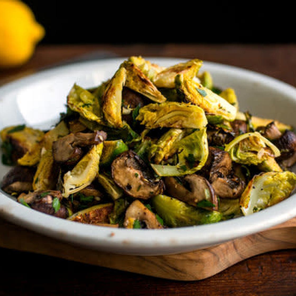 Roasted Brussel Sprouts & Mushhrooms