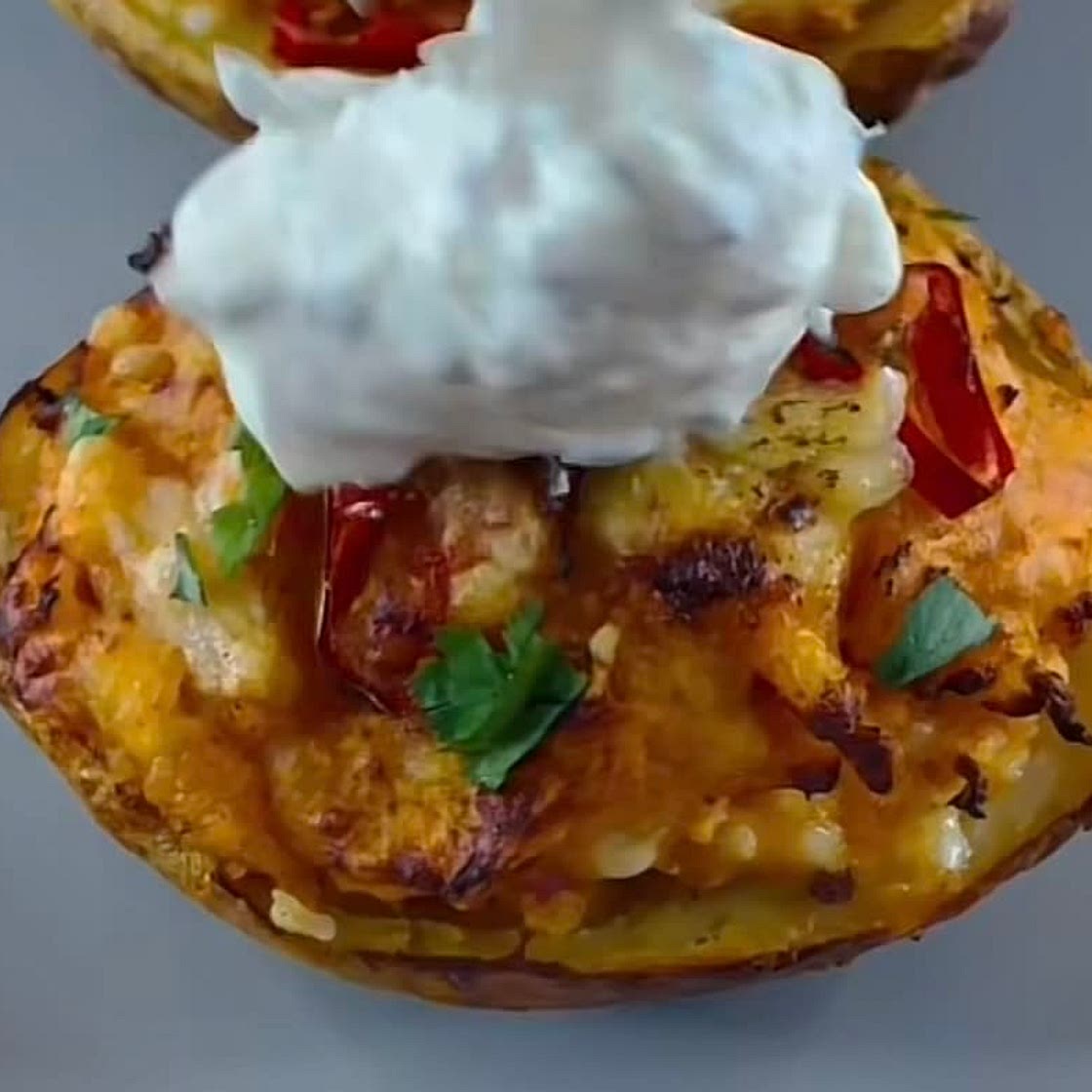 Nacho Baked Potatoes with sour Crean