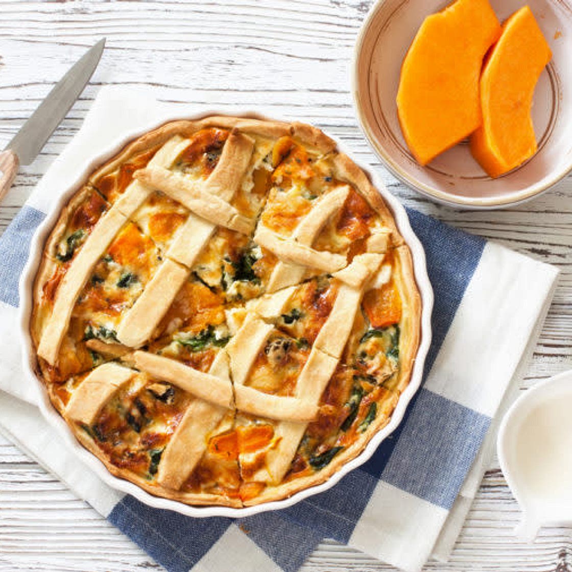 Quiche au potimarron et aux épinards