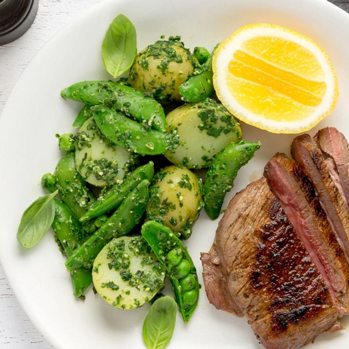 BBQ Lamb with Pesto Potato Salad