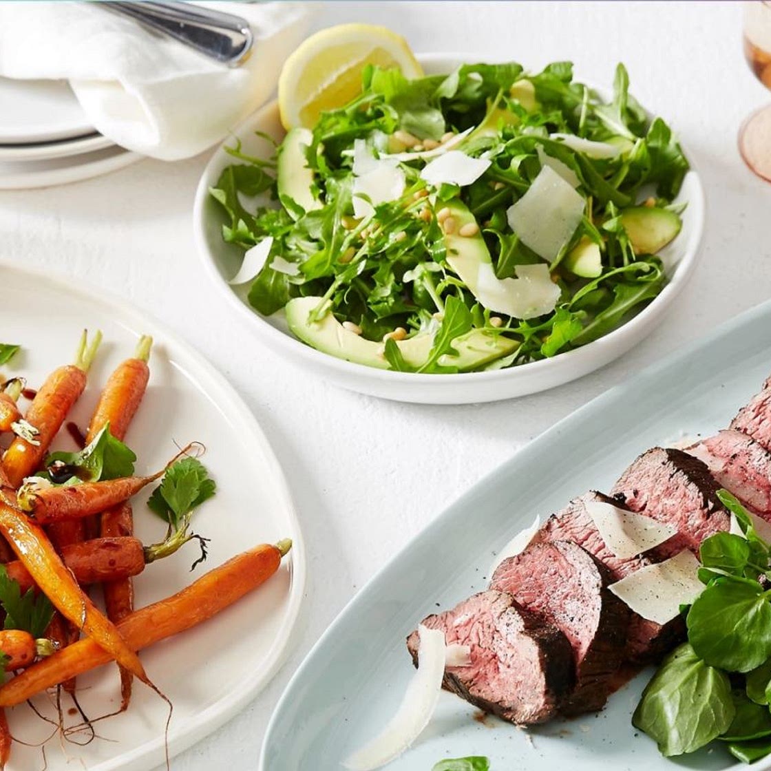 Grilled Beef Tagliata with Baby Carrots & Rocket Salad