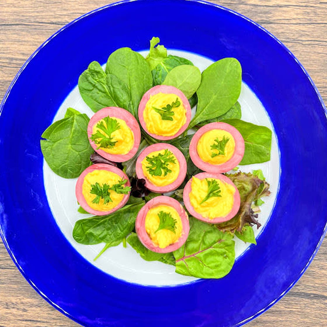 Beets Colored Deviled Eggs
