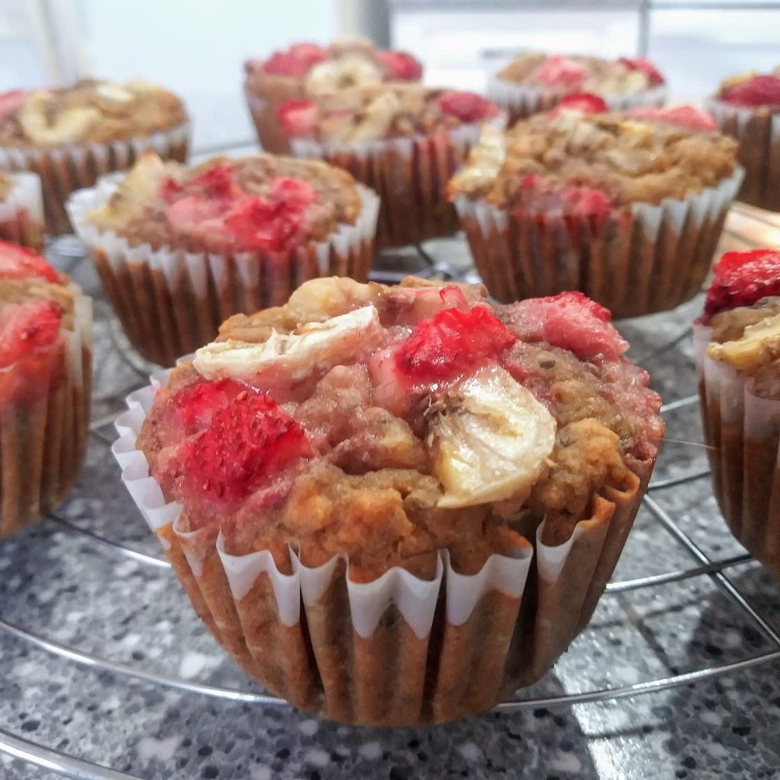 Strawberry & Banana Breakfast Muffins (Vegan & Gluten-Free)