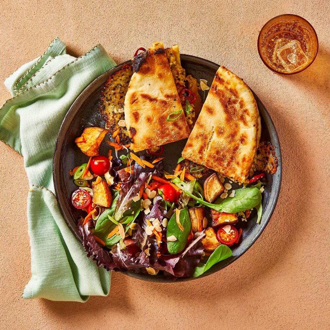 Brie, Chilli & Mango Naan Toastie With Salad