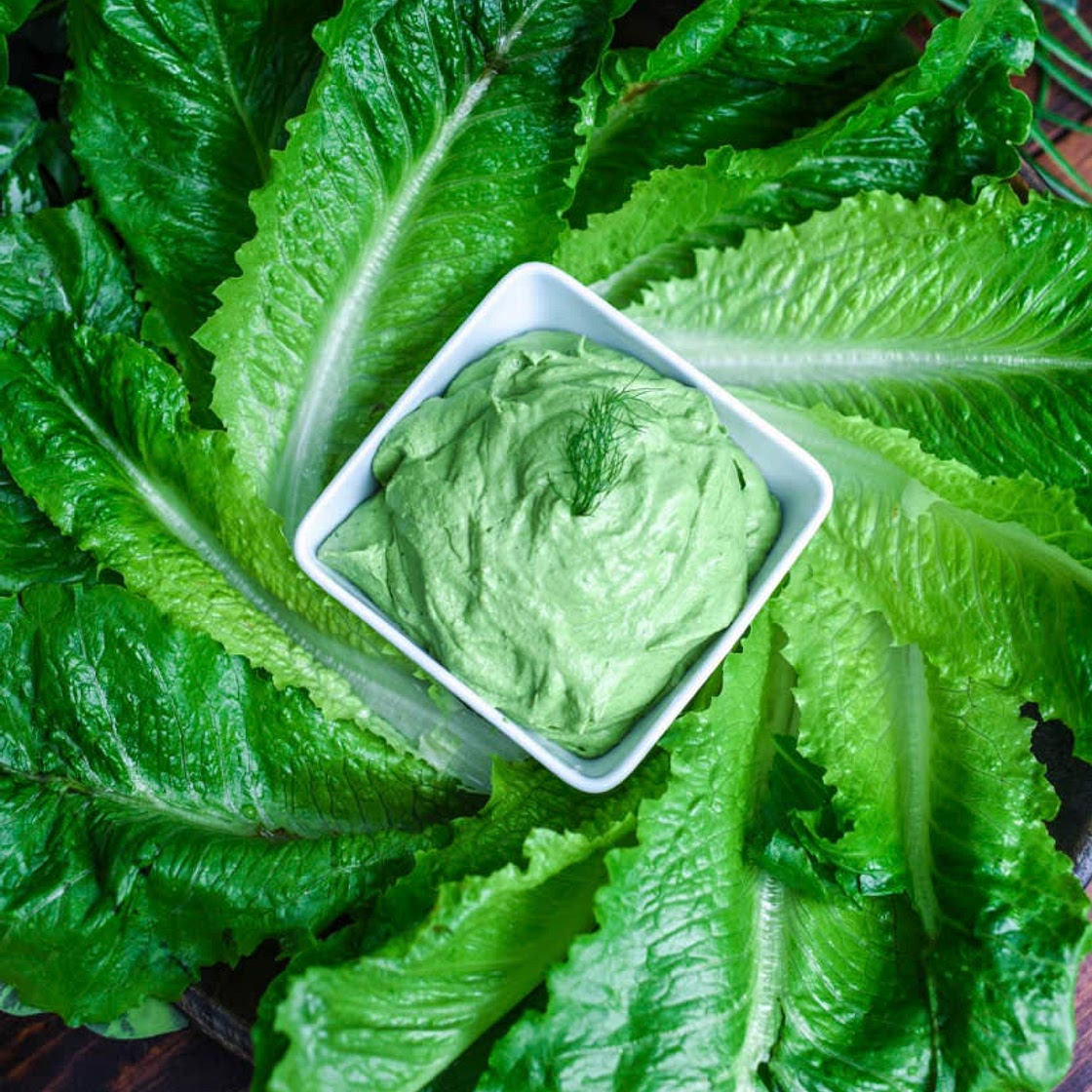 Creamy Avocado Basil Kale Dip...with  Lettuce Boats