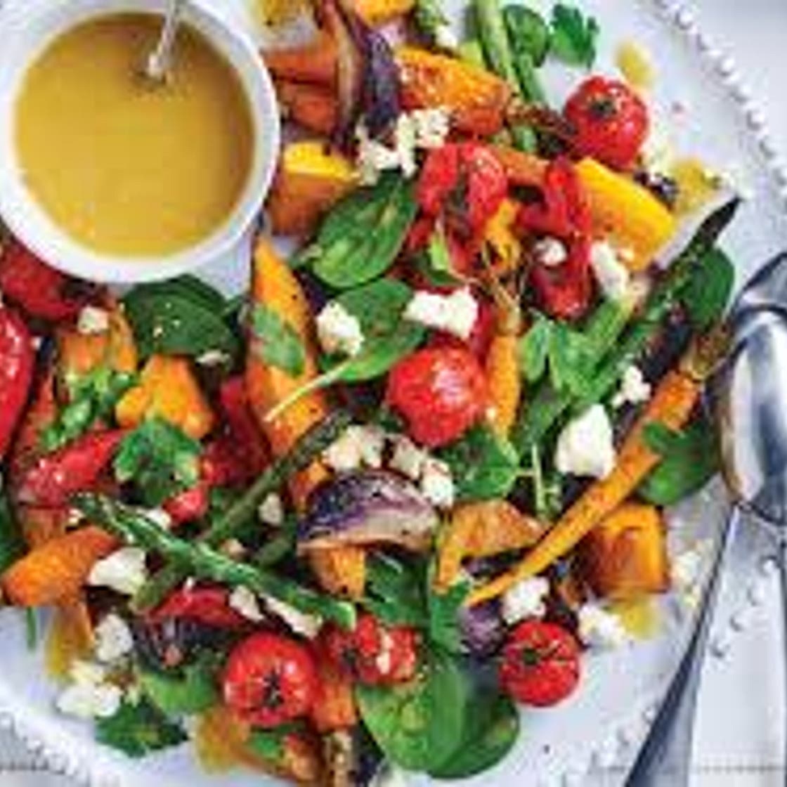 Roasted vegetable and pine nut salad vit a 8 serves 153 calories each 16.4g carb 6.7g fat 7.7g protein *