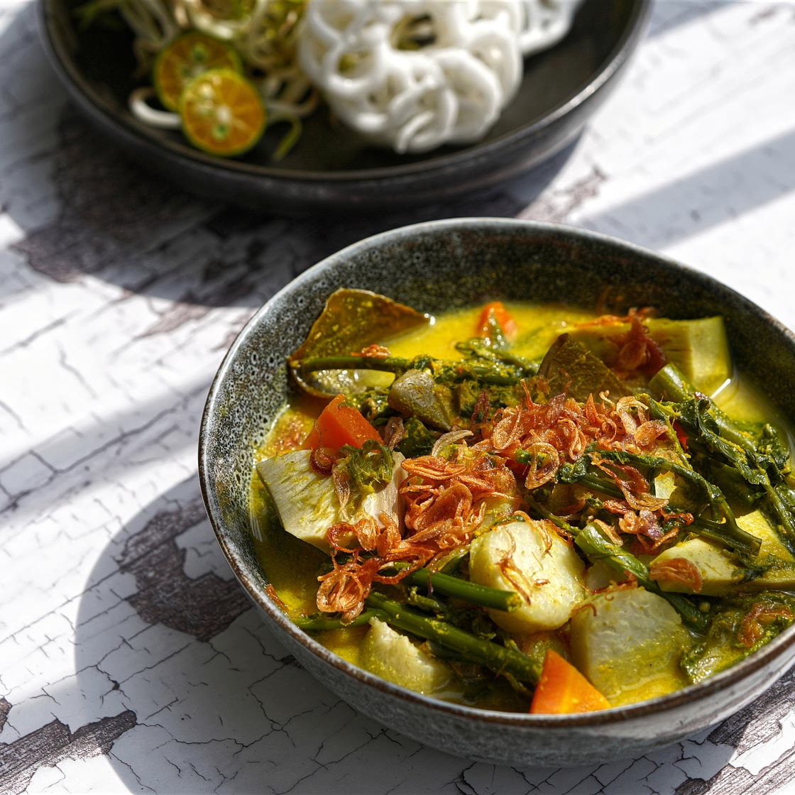 Indonesian Rice Cake w/ Veggie and Spiced Broth (Lontong Sayur)
