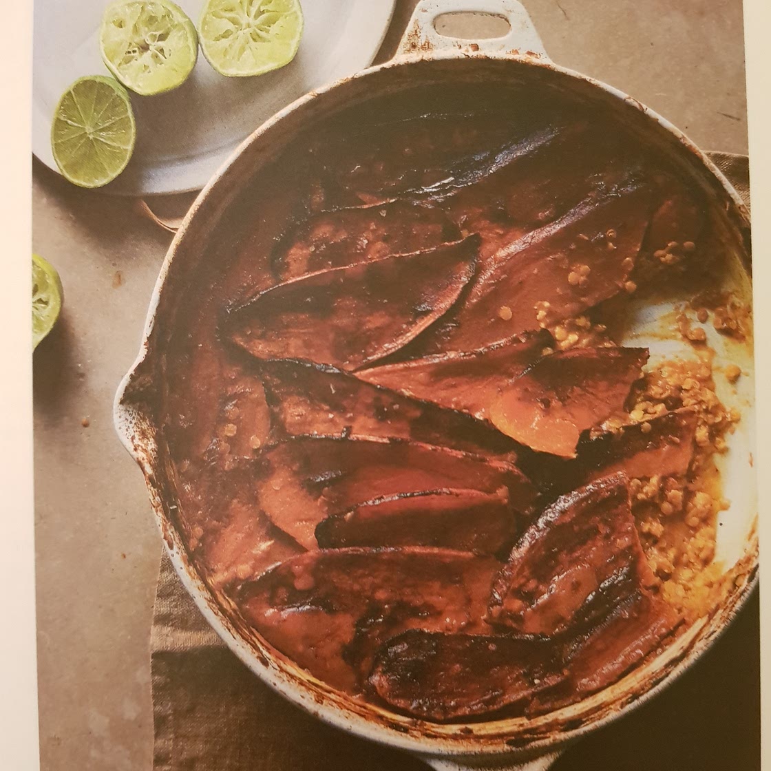 Baked dhal with tamarind-glazed sweet potato