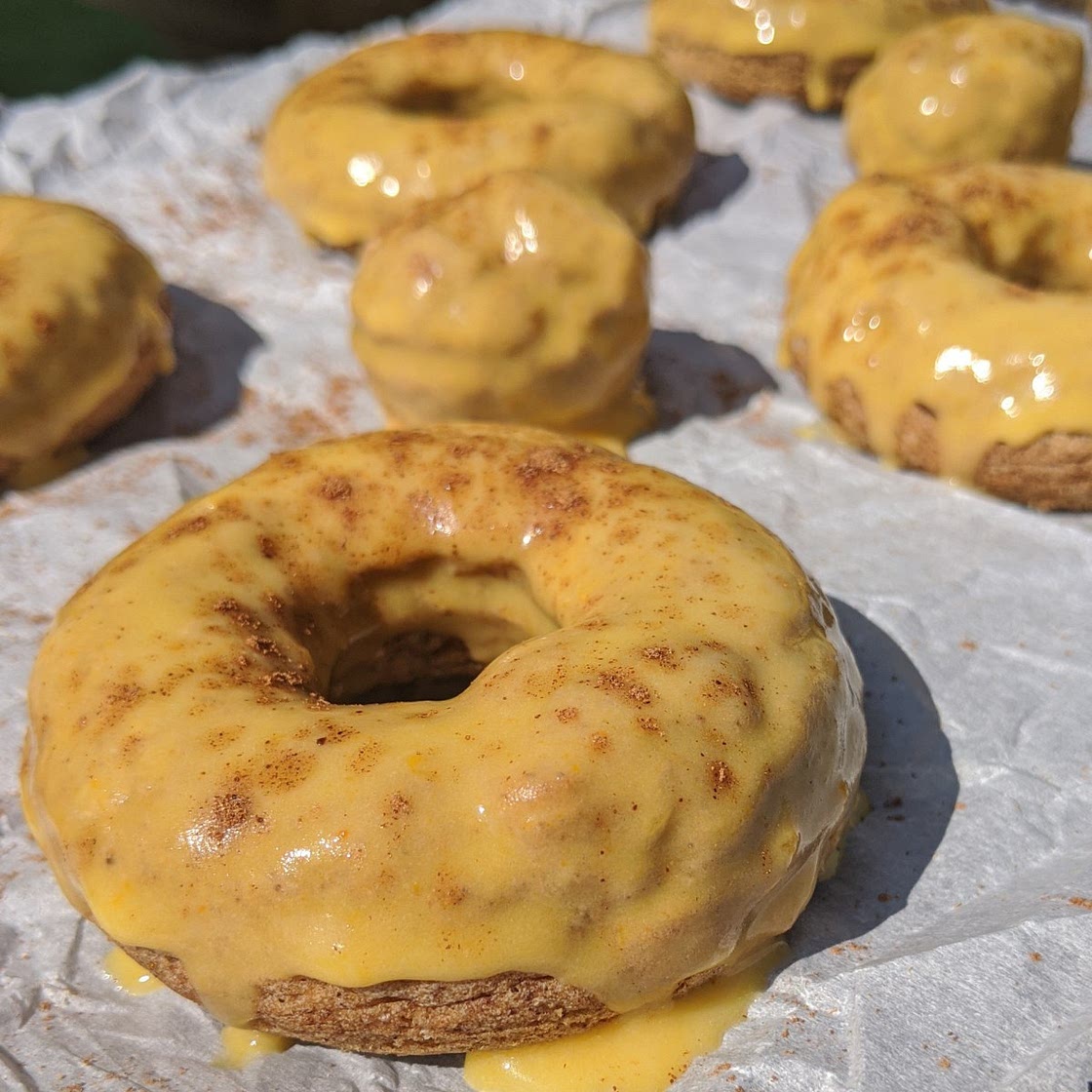 Pumpkin Spice Donuts w/ Cream Cheese Glaze