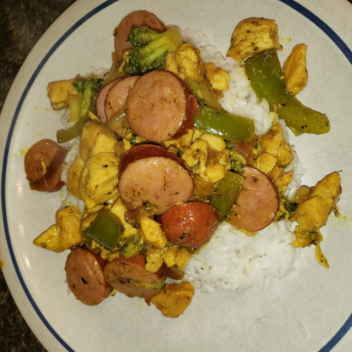 Tumeric Chicken & Sausage Stir Fry