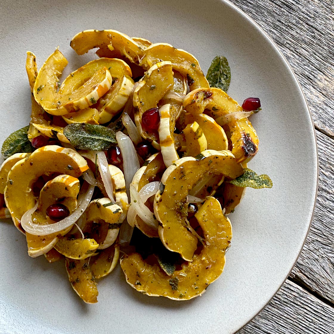 Roasted Delicata Squash w/ Sage & Pomegranate