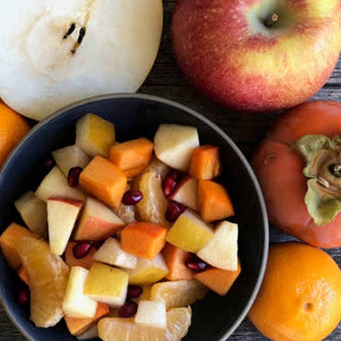 Fall Fruit Salad w/ Vanilla Citrus Glaze