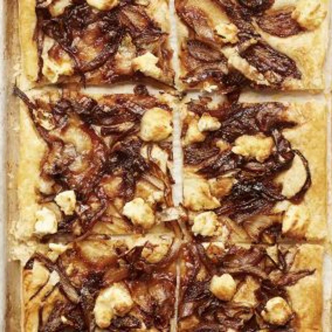 Goat’s Cheese and Caramelised Onion Tart · Nadiya Hussain