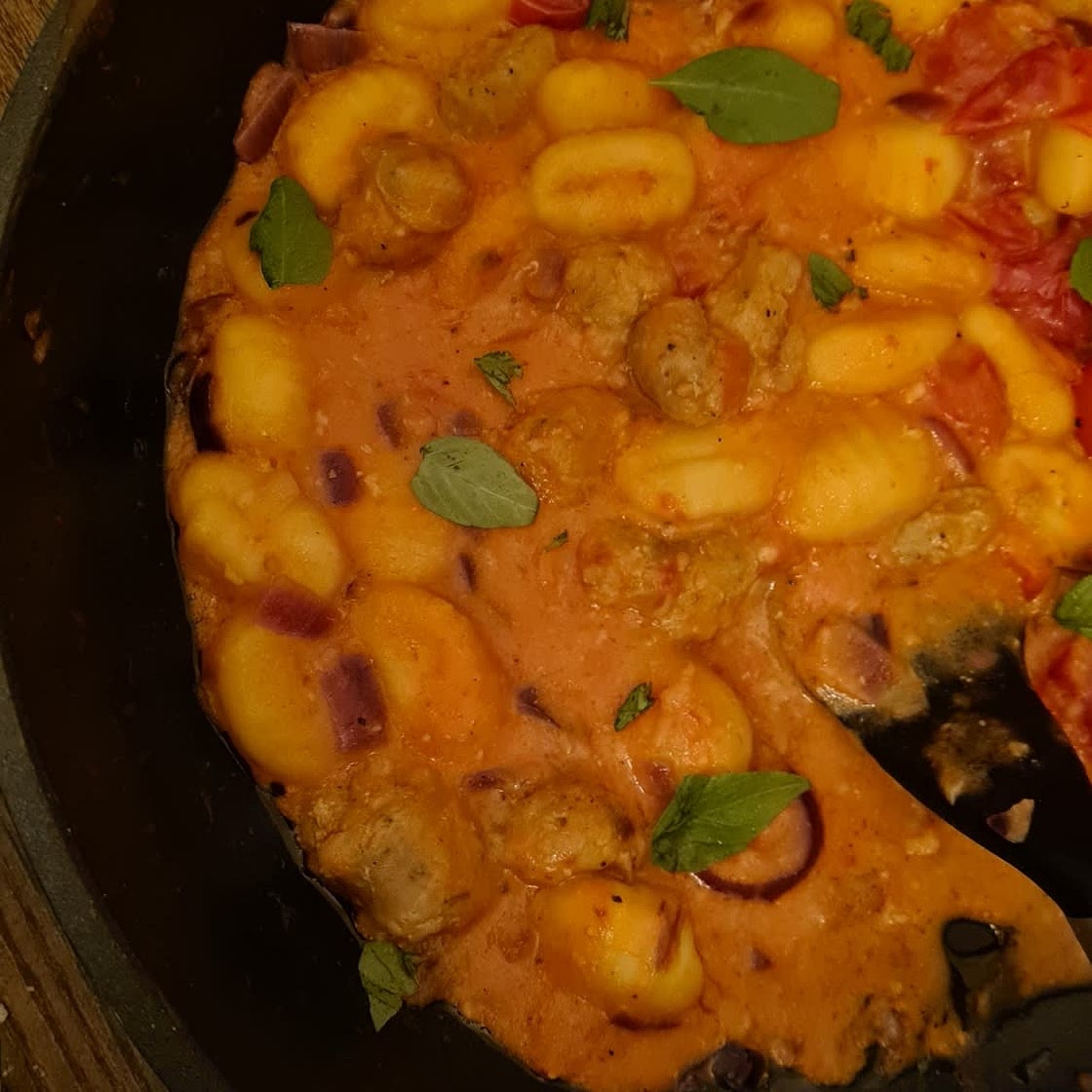One Pan Creamy Gnocchi with Sausage