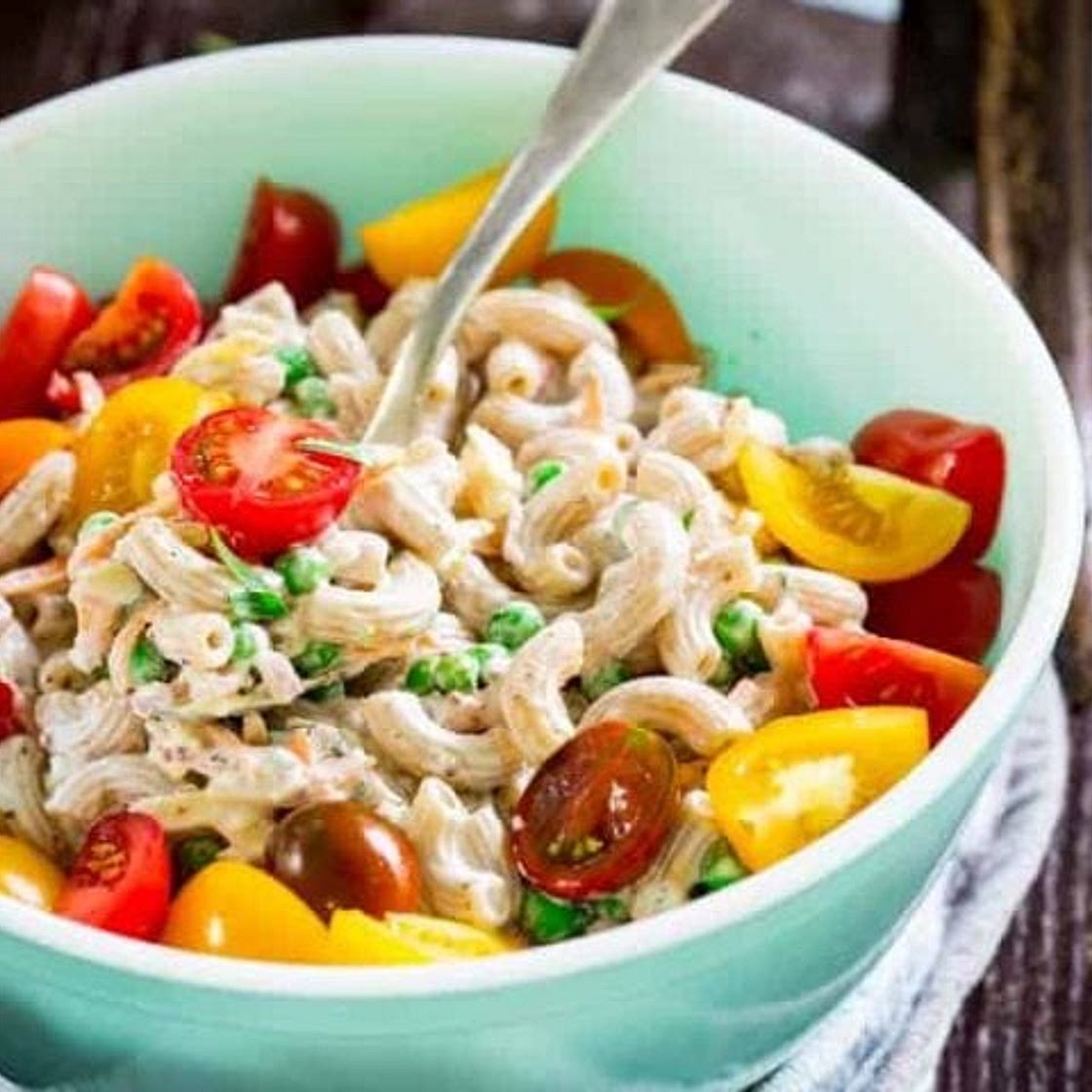 Healthy Macaroni Salad with Greek Yogurt and Cheddar