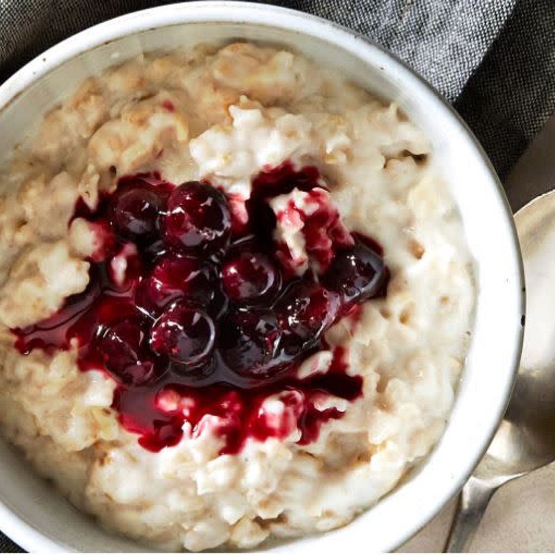 Porridge with Blueberry Compote