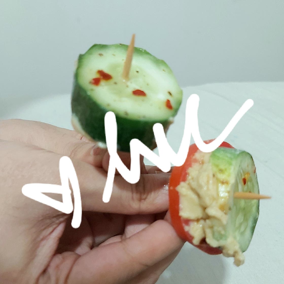 Spicy Veggie Skewers with Hummus