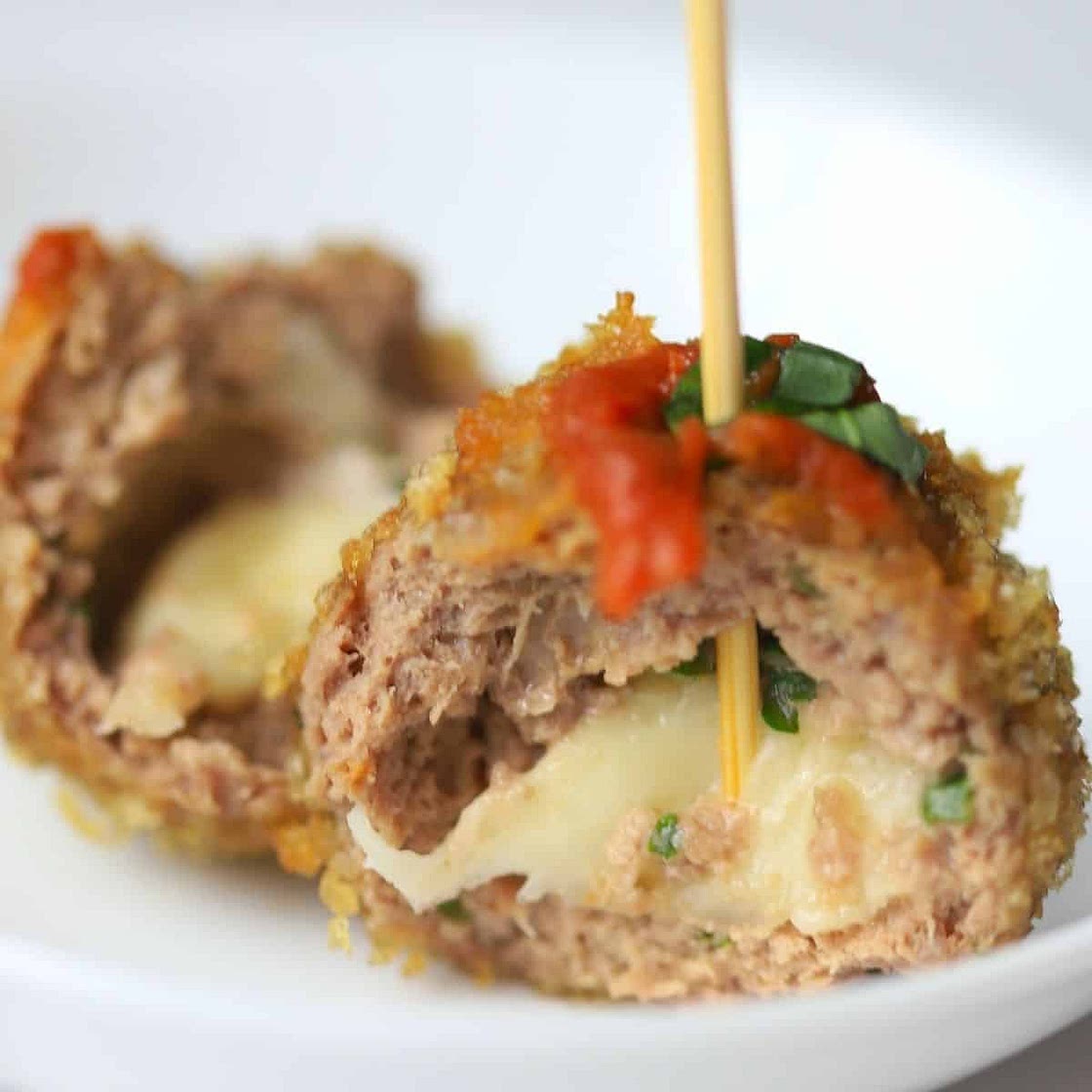 Air Fryer Mozzarella Stuffed Meatballs
