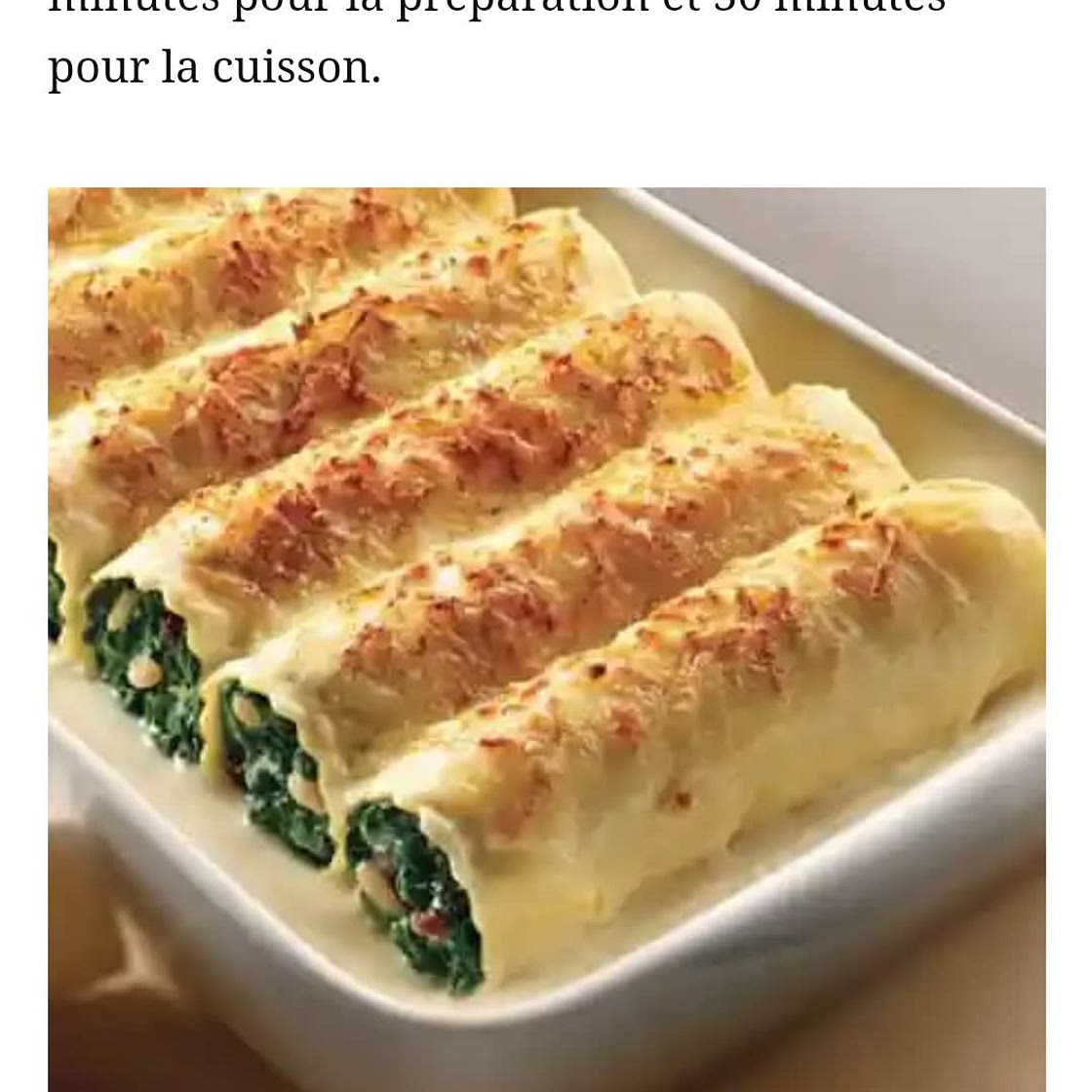 Cannellonis épinards ricotta parmesan