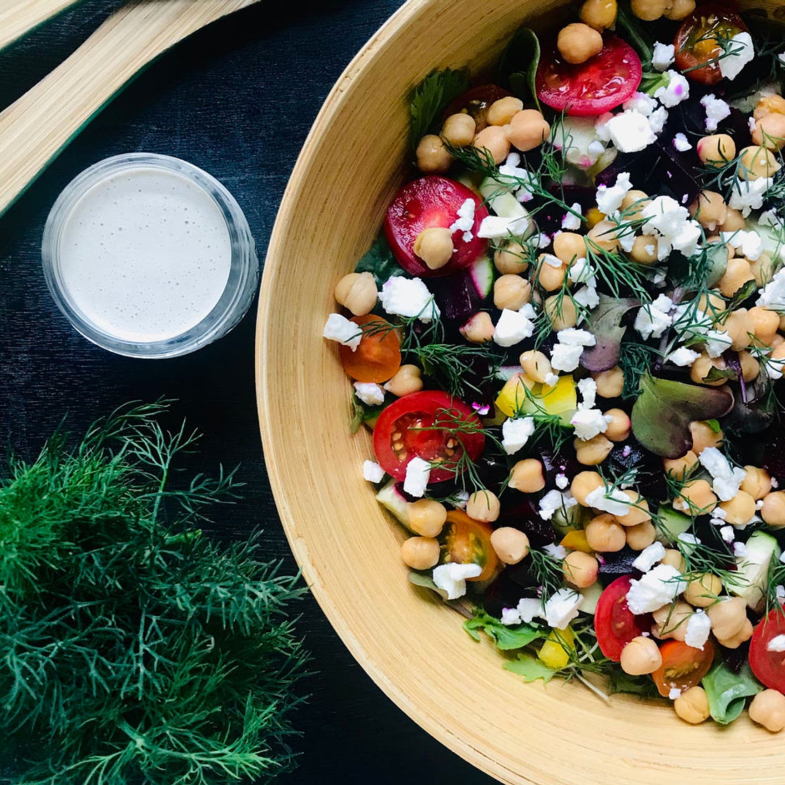 MEDITERRANEAN SALAD w/ CREAMY GREEK DRESSING