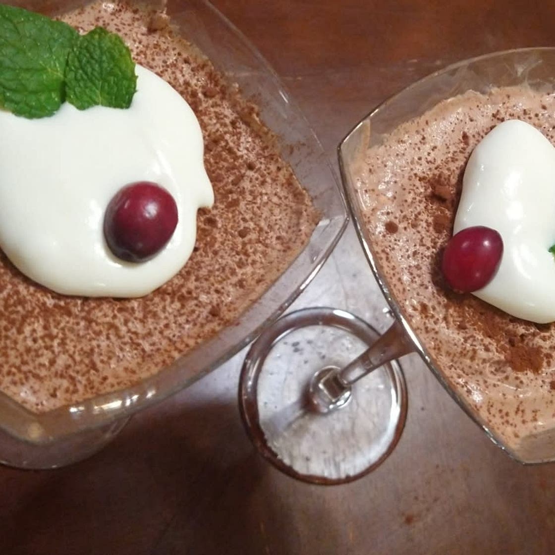 Chocolate Mousse with Cranberry Sauce