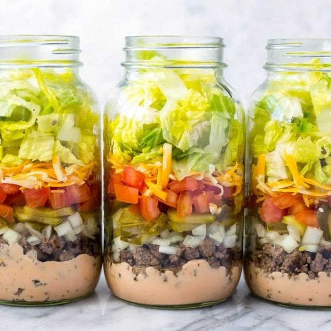 Big Mac Salad Jars {Meal Prep, Low Carb}