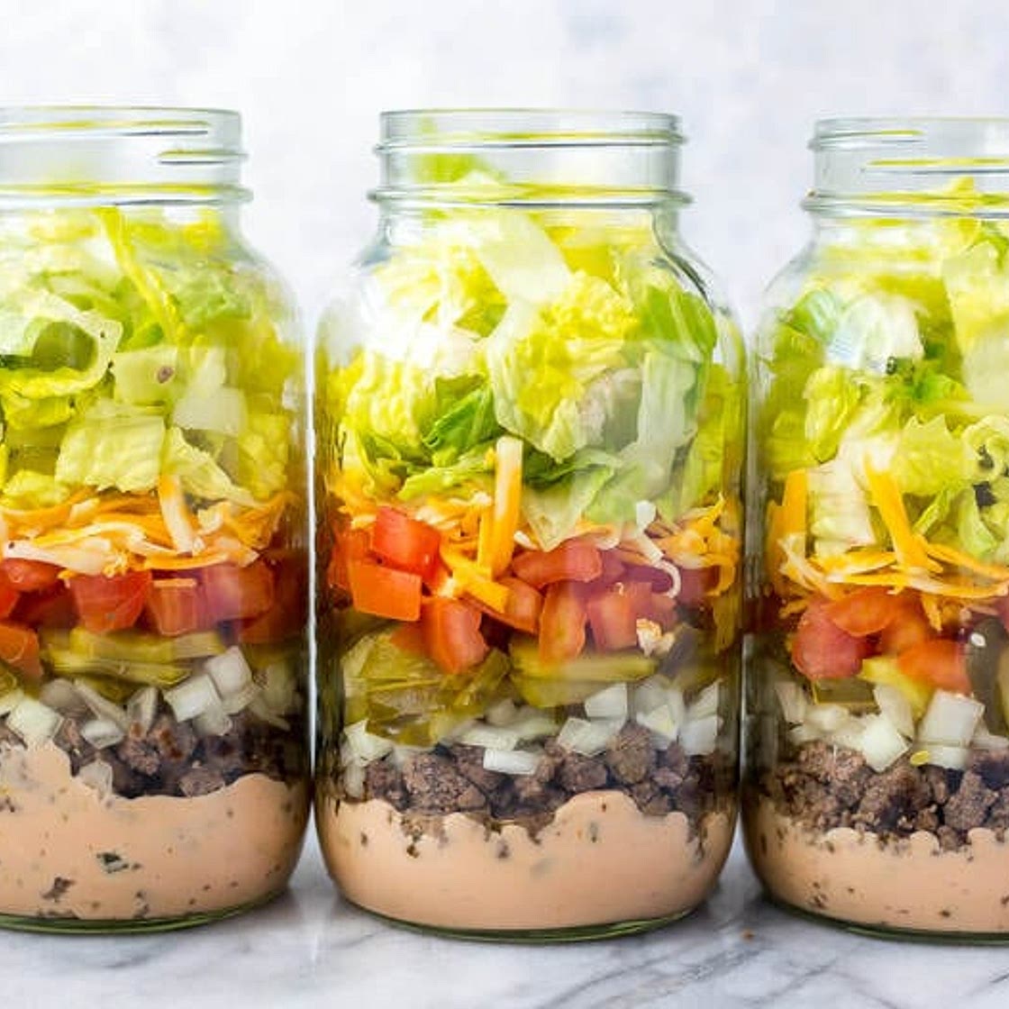 Big Mac Salad Jars {Meal Prep, Low Carb}