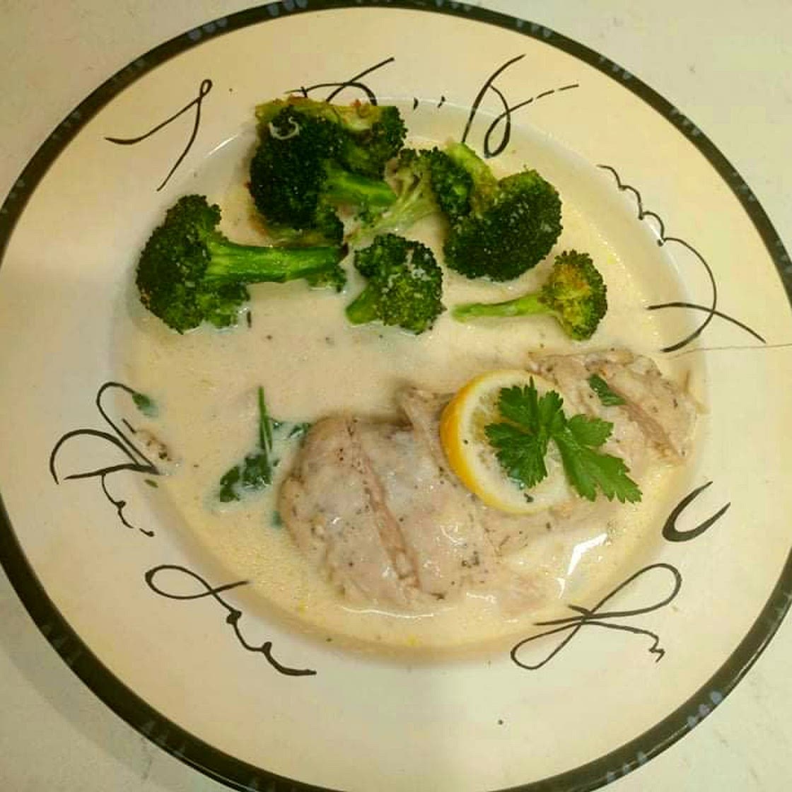 Creamy Lemon-Garlic Chicken with Baked Parmesan Broccoli