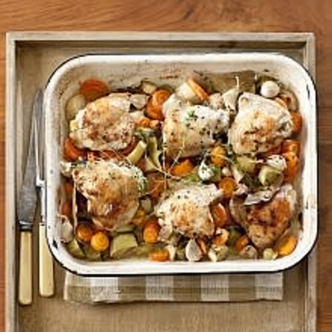 Roast Leek and Lemon Chicken Thighs