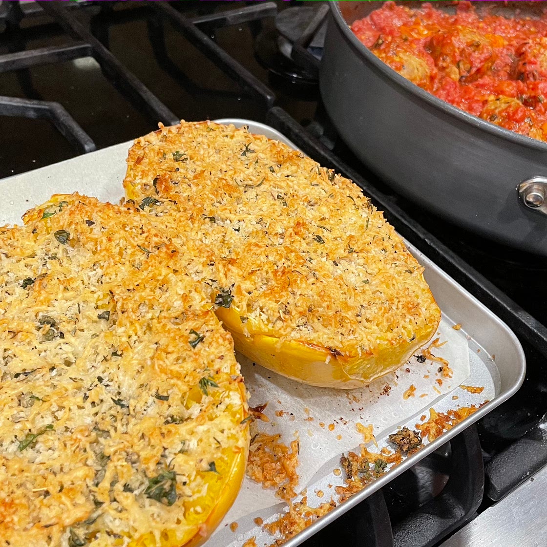 Spaghetti Squash with Meatballs and Broccoli