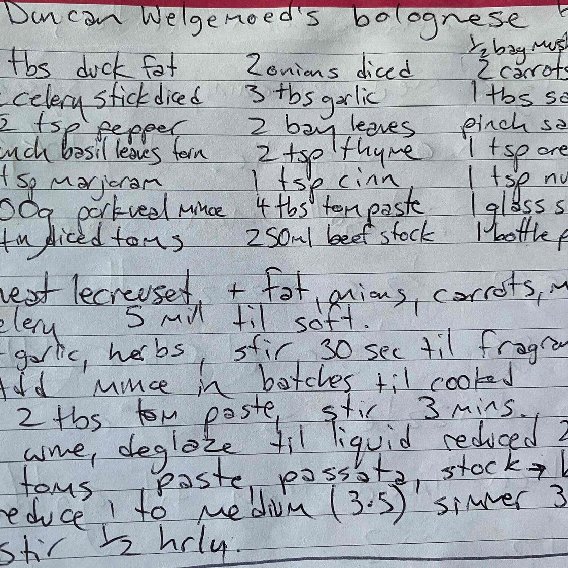 Duncan Welgemoed’s bolognese