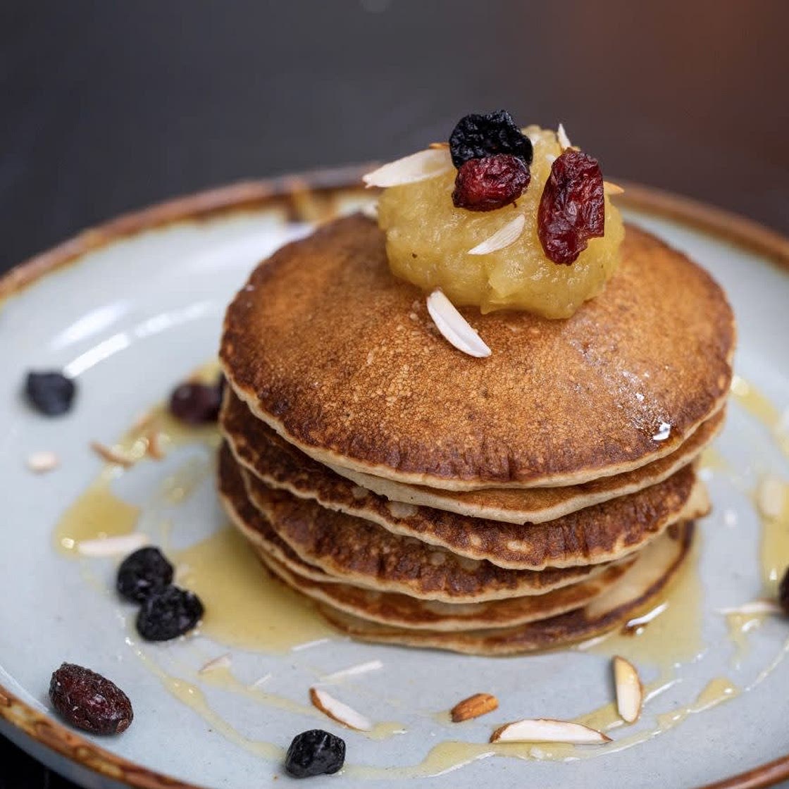 Eggless Pancakes with Apple Sauce(Breakfast)