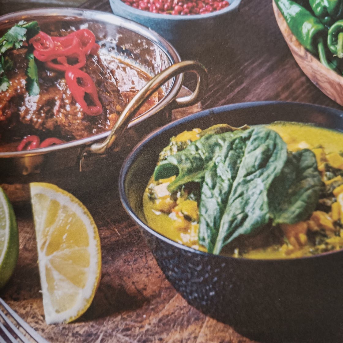 Beef Rib Curry and Halloumi Saag Paneer