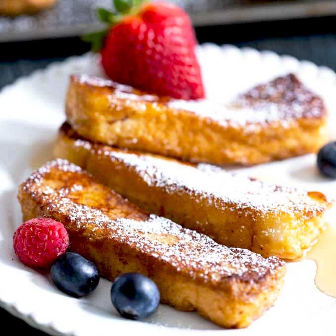 French Toast Sticks w/ Syrup, Fruit, & Raw Veggies