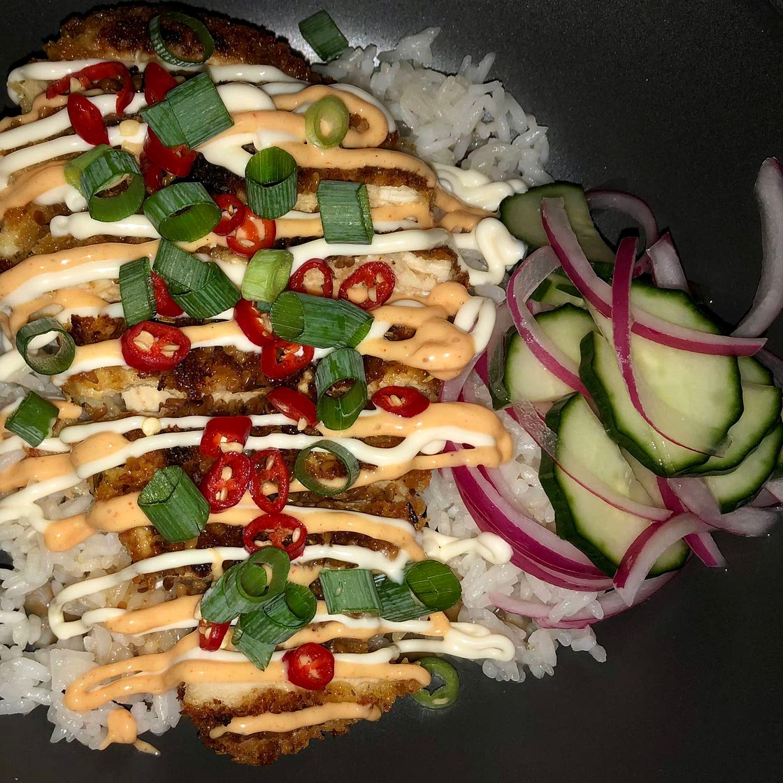Japanese crispy chicken rice bowl 
