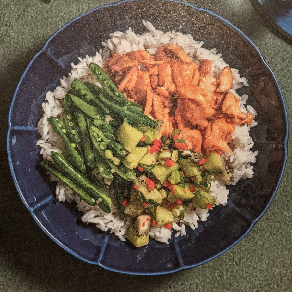 Teriyaki salmon poke style bowl