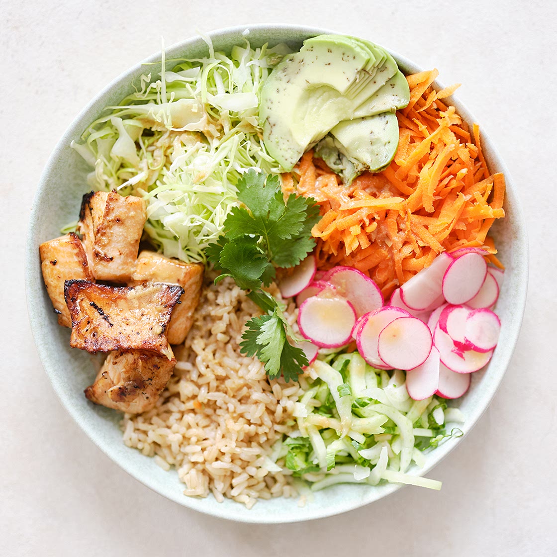 Baked teriyaki salmon bowl recipe on Second Nature